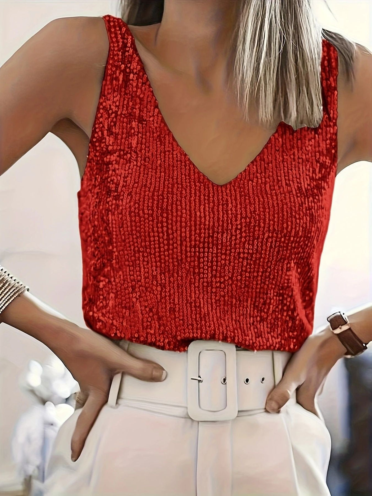 Damen Bluse V-Ausschnitt mit Glitzer-Details - 5 - Trendlinie