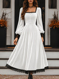 Midi Kleid Damen mit Quadrat-Ausschnitt und Puffärmeln - 5 - Trendlinie