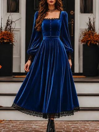 Midi Kleid Damen mit Quadrat-Ausschnitt und Puffärmeln - 6 - Trendlinie