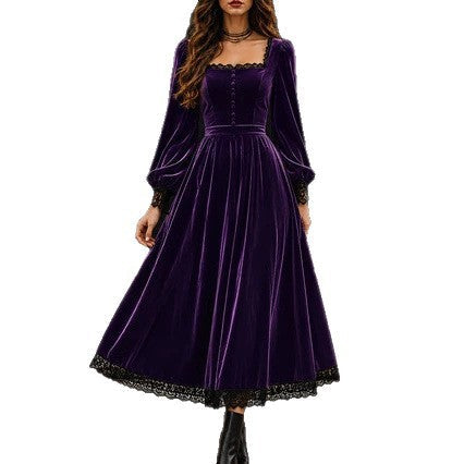 Midi Kleid Damen mit Quadrat-Ausschnitt und Puffärmeln - 7 - Trendlinie