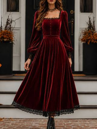 Midi Kleid Damen mit Quadrat-Ausschnitt und Puffärmeln - 8 - Trendlinie