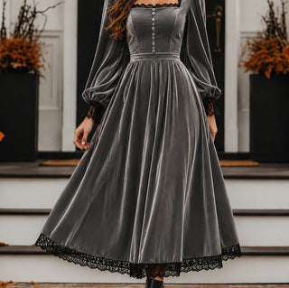 Midi Kleid Damen mit Quadrat-Ausschnitt und Puffärmeln - 9 - Trendlinie
