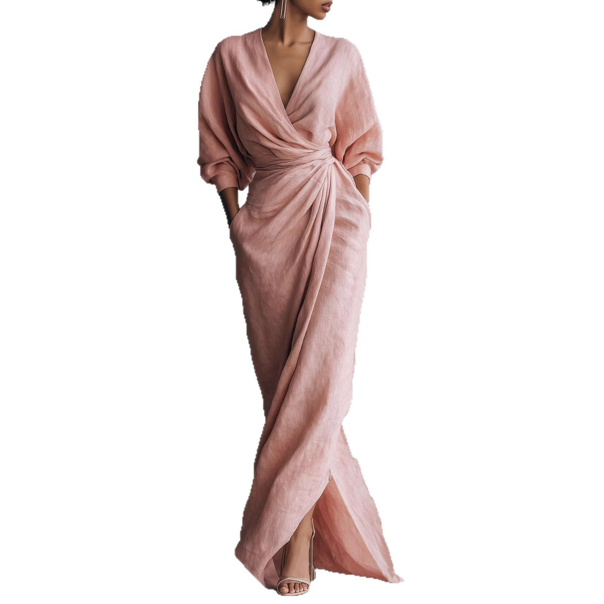 Maxikleid Damen mit Wickelschnitt und V-Ausschnitt - 2 - Trendlinie