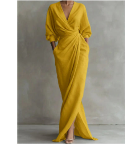 Maxikleid Damen mit Wickelschnitt und V-Ausschnitt - 5 - Trendlinie
