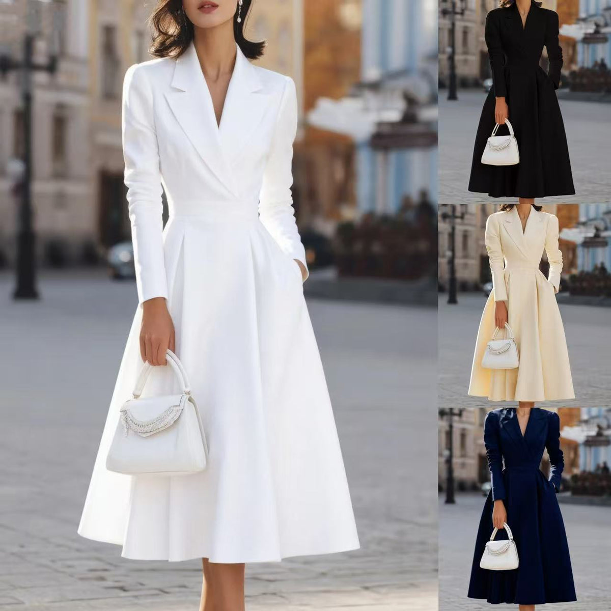 Wickelkleid Damen mit taillierter Silhouette und V-Ausschnitt - 2 - Trendlinie