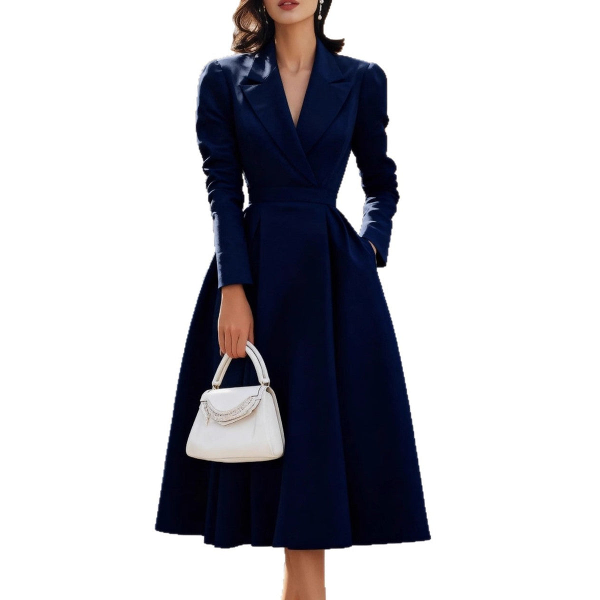 Wickelkleid Damen mit taillierter Silhouette und V-Ausschnitt - 7 - Trendlinie