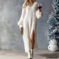 Maxikleid Damen mit V-Ausschnitt und Knopfdetails für festliche Anlässe - 5 - Trendlinie