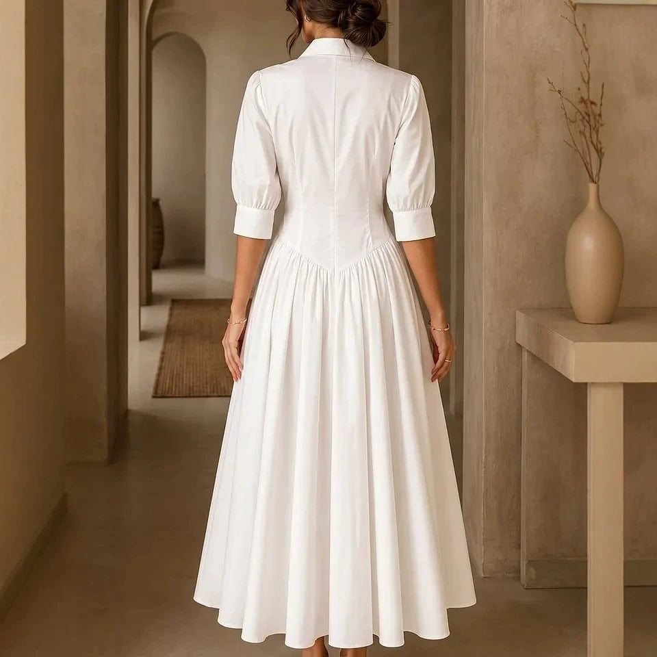 Hemdblusenkleid Damen mit schwingendem Rock und V-Ausschnitt - 6 - Trendlinie