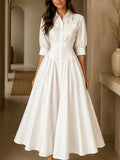 Hemdblusenkleid Damen mit schwingendem Rock und V-Ausschnitt - 11 - Trendlinie