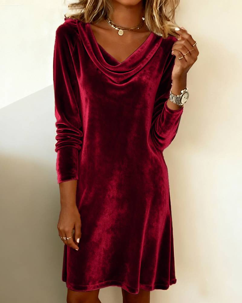 Wickelkleid Damen mit V-Ausschnitt und langen Ärmeln, elegant und figurumspielend - 5 - Trendlinie