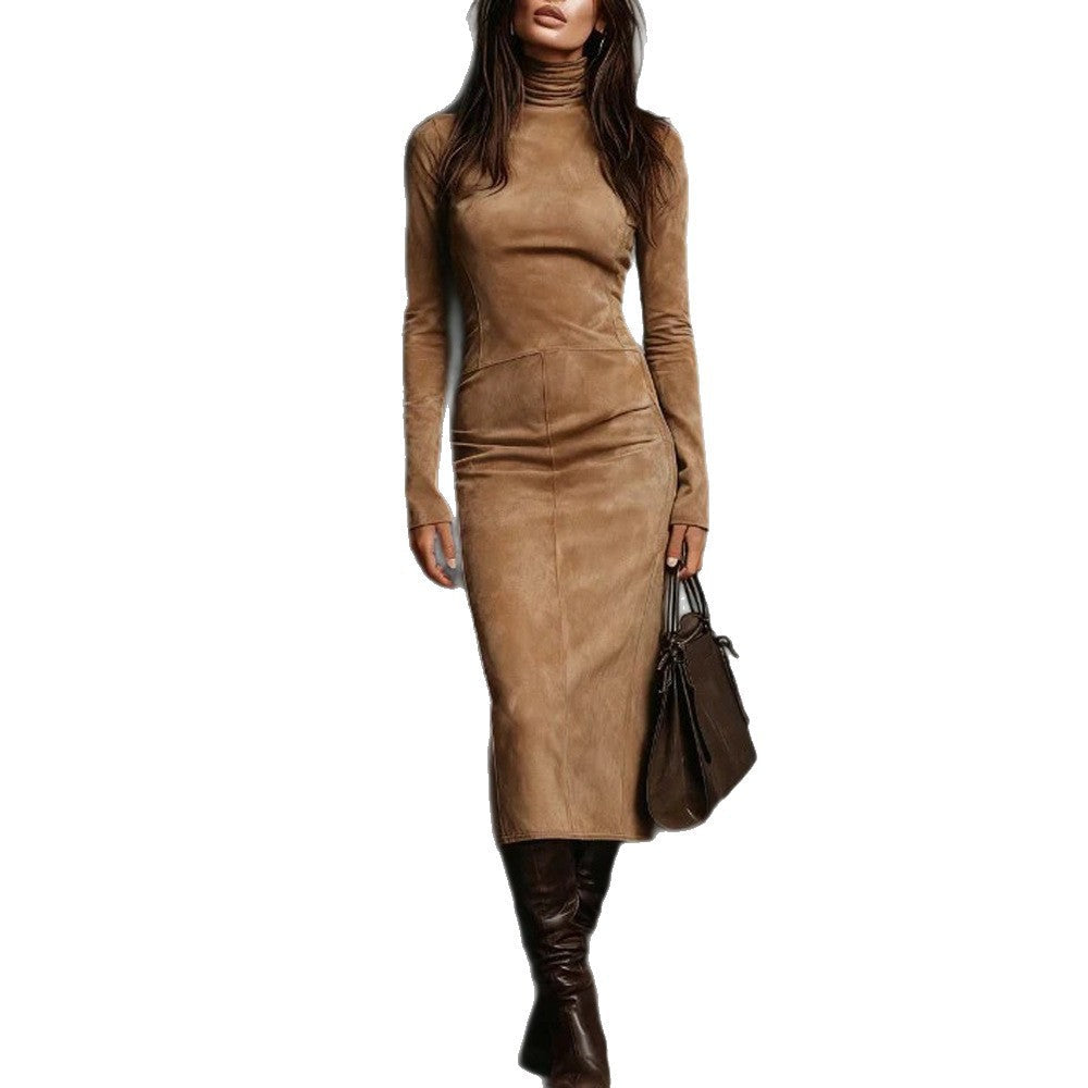 Midi-Kleid Damen mit Rollkragen und figurbetonter Silhouette - 4 - Trendlinie