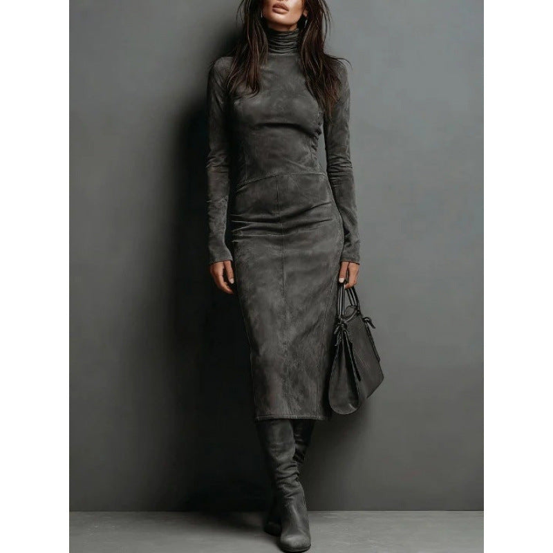 Midi-Kleid Damen mit Rollkragen und figurbetonter Silhouette - 5 - Trendlinie