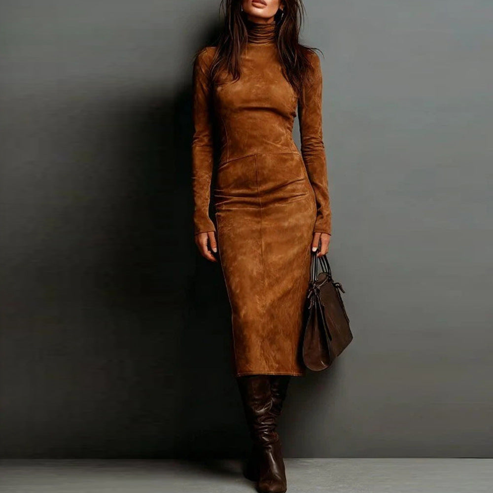 Midi-Kleid Damen mit Rollkragen und figurbetonter Silhouette - 6 - Trendlinie