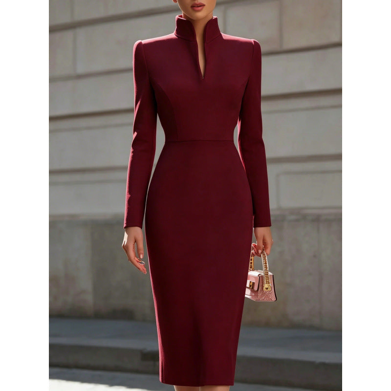 Kleid Damen mit V-Ausschnitt und tailliertem Schnitt für elegante Anlässe - 2 - Trendlinie