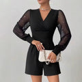 Eleganter Jumpsuit Damen mit Wickeldesign und langen Puffärmeln - 3 - Trendlinie