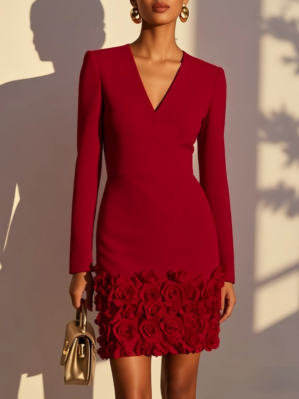 Mini Kleid Damen mit V-Ausschnitt und Blumenmuster - 8 - Trendlinie