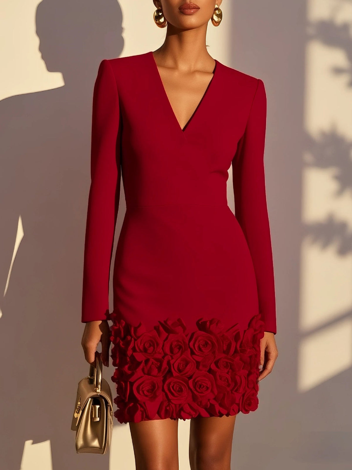 Mini Kleid Damen mit V-Ausschnitt und Blumenmuster - 8 - Trendlinie
