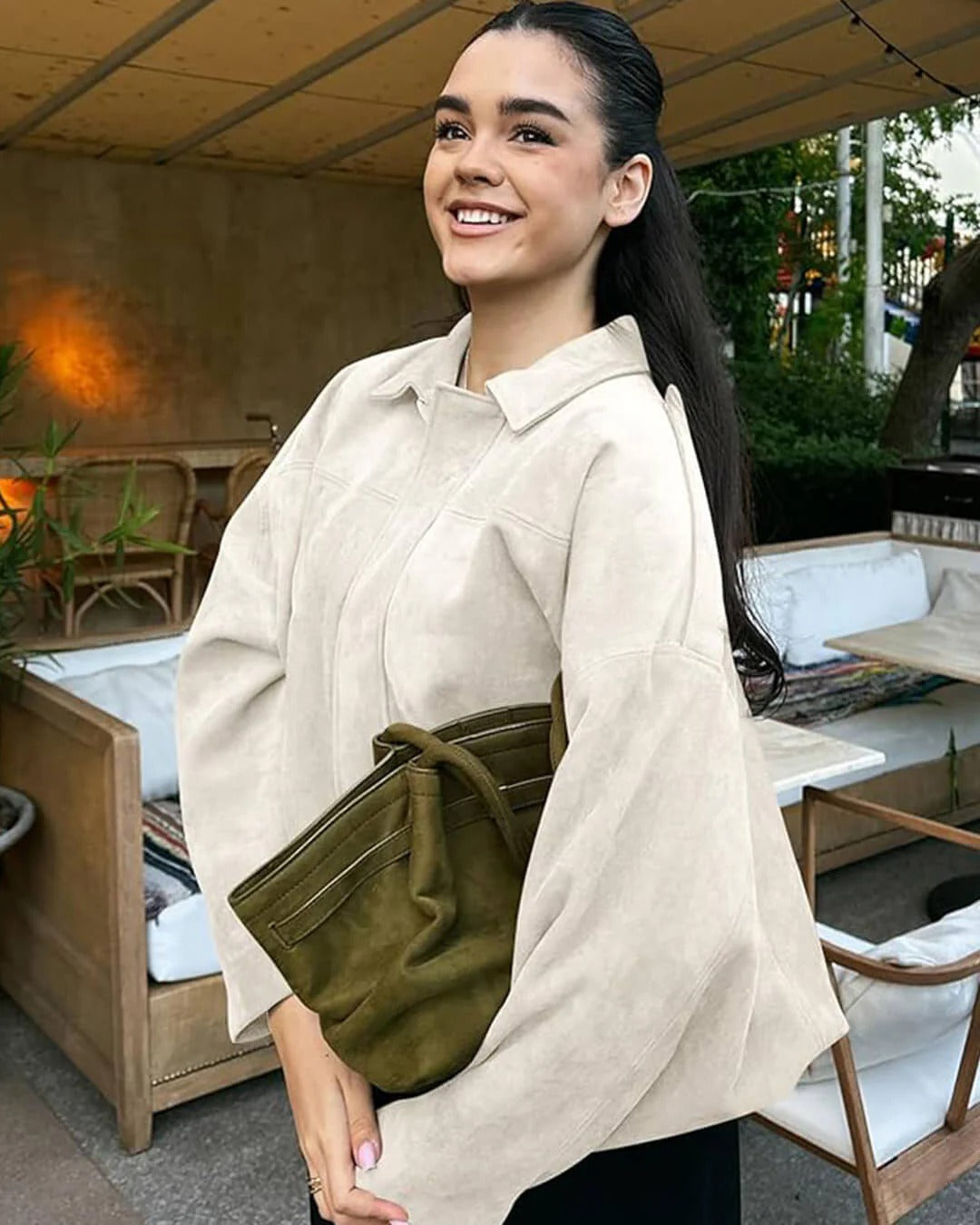 Damen Jacke im lässigen Oversized-Schnitt mit strukturiertem Kragen - 10 - Trendlinie