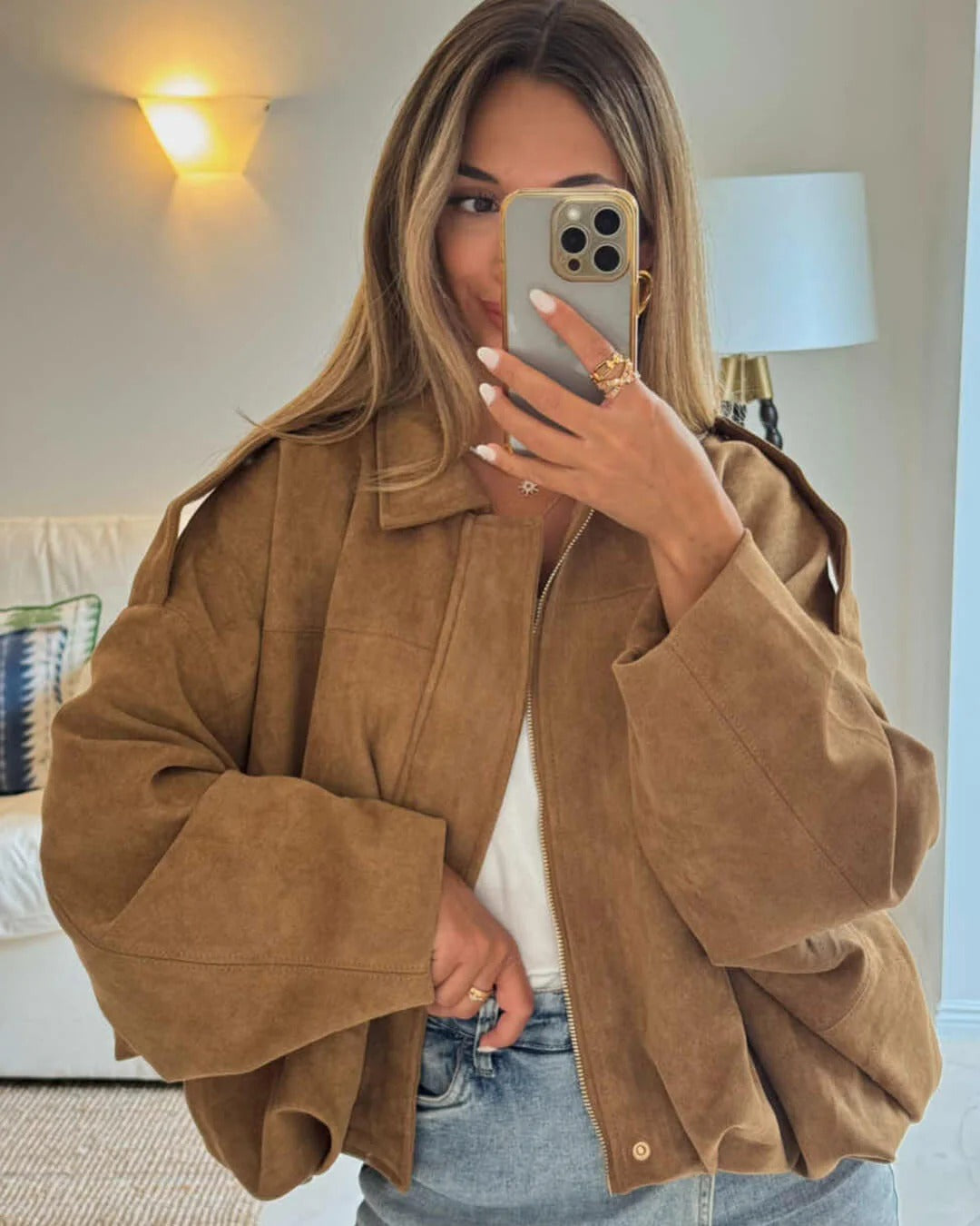 Damen Jacke im lässigen Oversized-Schnitt mit strukturiertem Kragen - 13 - Trendlinie