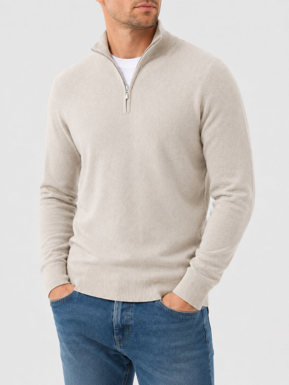 Halbzip-Pullover Damen tailliert mit Langarm - 1 - Trendlinie