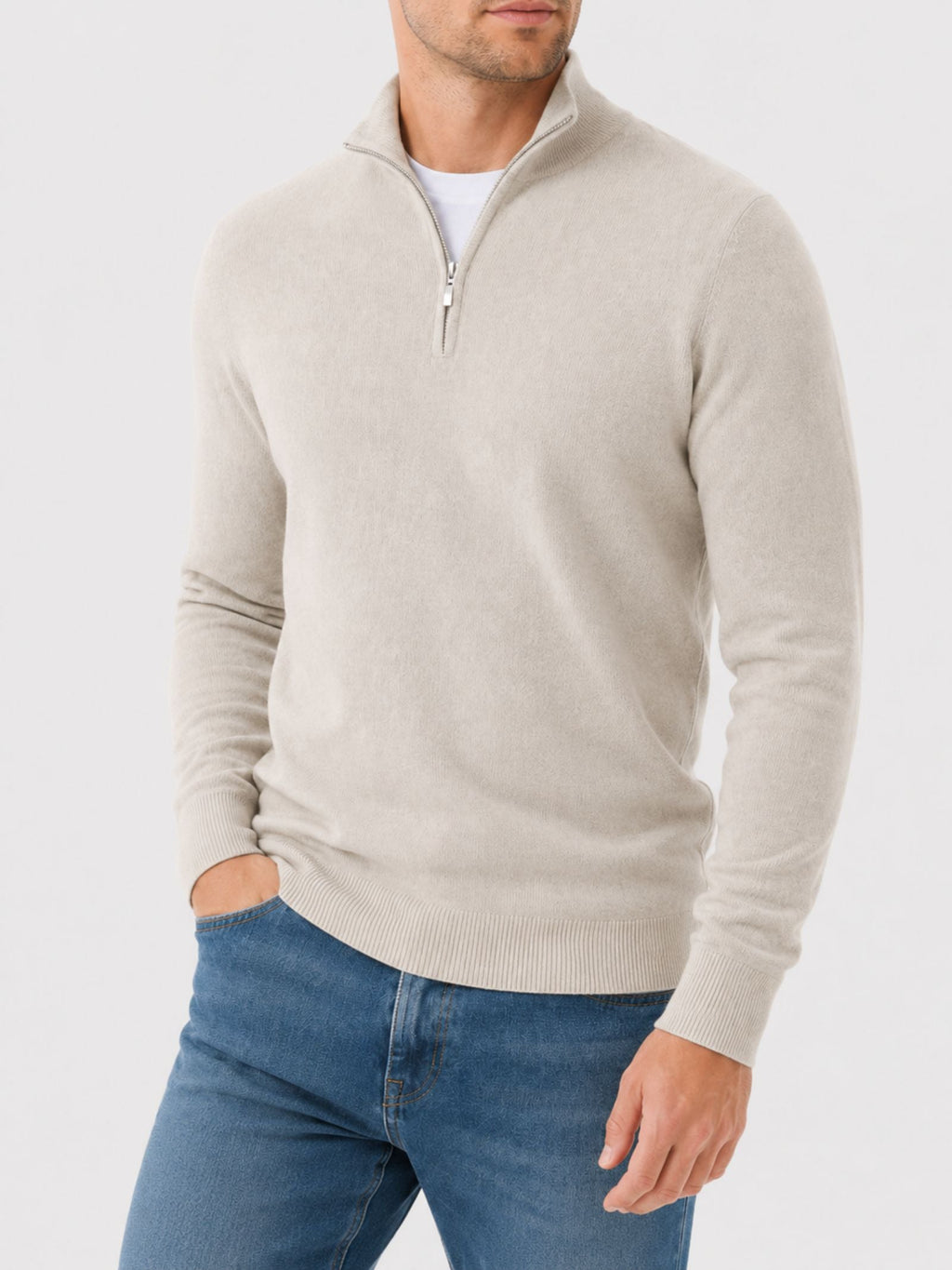 Halbzip-Pullover Damen tailliert mit Langarm - 2 - Trendlinie