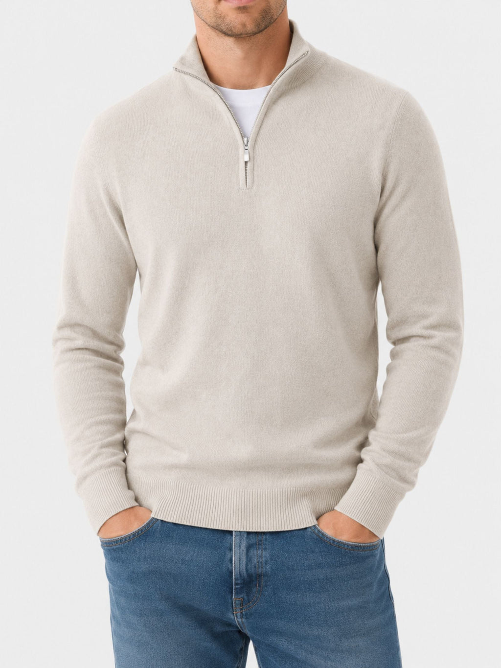 Halbzip-Pullover Damen tailliert mit Langarm - 3 - Trendlinie