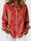 Damen Bluse im Paisleymuster mit klassischem Hemdkragen und langen Ärmeln - 3 - Trendlinie