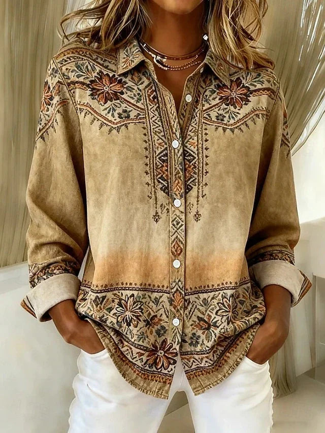 Damen Bluse mit floralem Muster und Knopfverschluss - 1 - Trendlinie