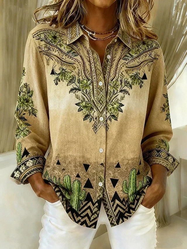 Damen Bluse mit floralem Muster und Knopfdetail - 1 - Trendlinie
