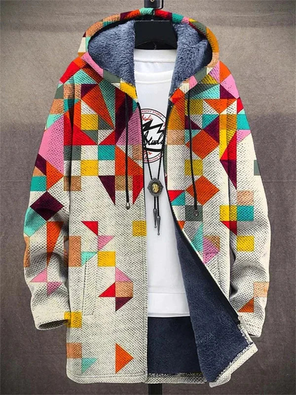 Colourful Women's Jacket with Geometric Pattern and Casual Fit - 2 - Modern britwear