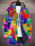 Hoodie Damen mit buntem Katzenmuster und Kapuze - 1 - Trendlinie