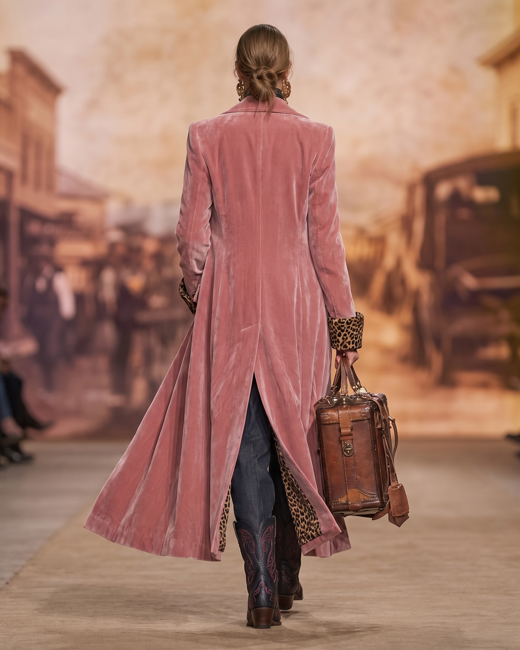 Damenmantel langarm mit taillierter Silhouette und Leo-Details - 3 - Trendlinie