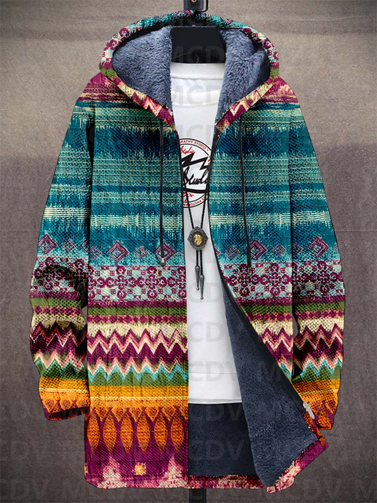 Bunte Damen Jacke mit Kapuze und auffälligem Muster - 1 - Trendlinie