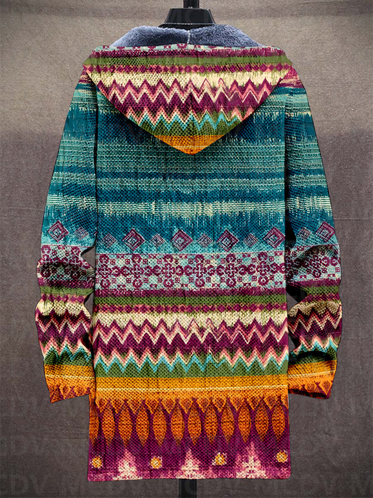 Bunte Damen Jacke mit Kapuze und auffälligem Muster - 2 - Trendlinie