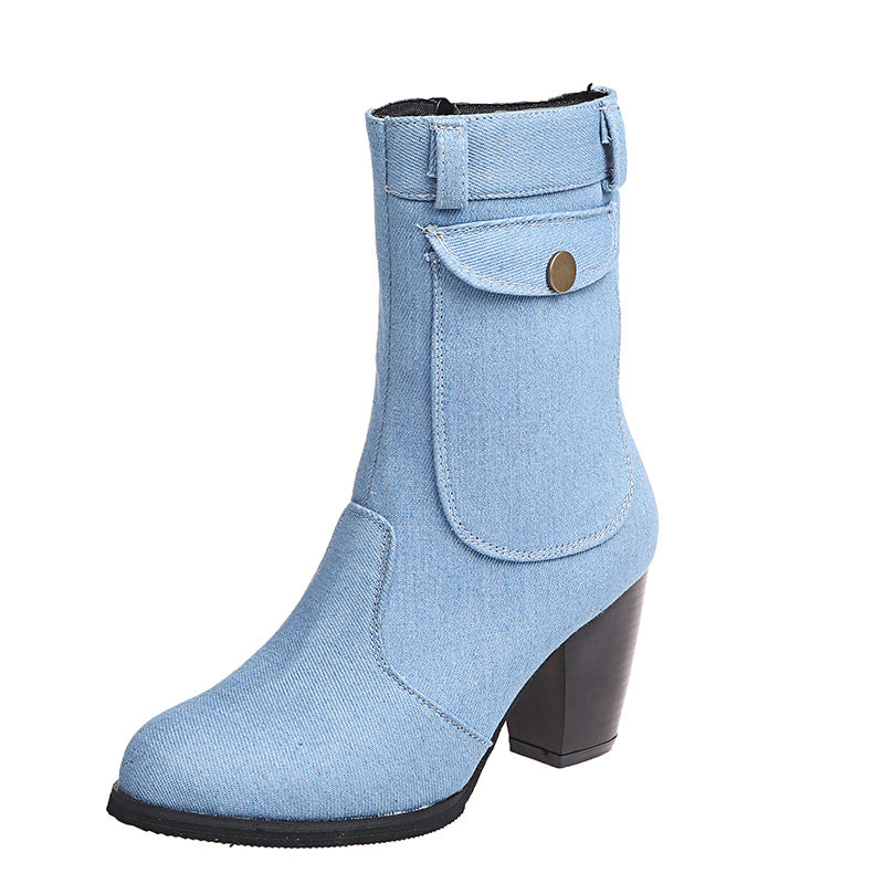 Stylische Damen Mid-Leg Stiefel mit modernem Absatz - 2 - Trendlinie