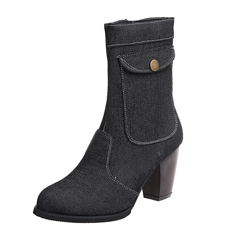 Stylische Damen Mid-Leg Stiefel mit modernem Absatz - 6 - Trendlinie