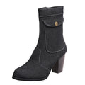 Stylische Damen Mid-Leg Stiefel mit modernem Absatz - 6 - Trendlinie