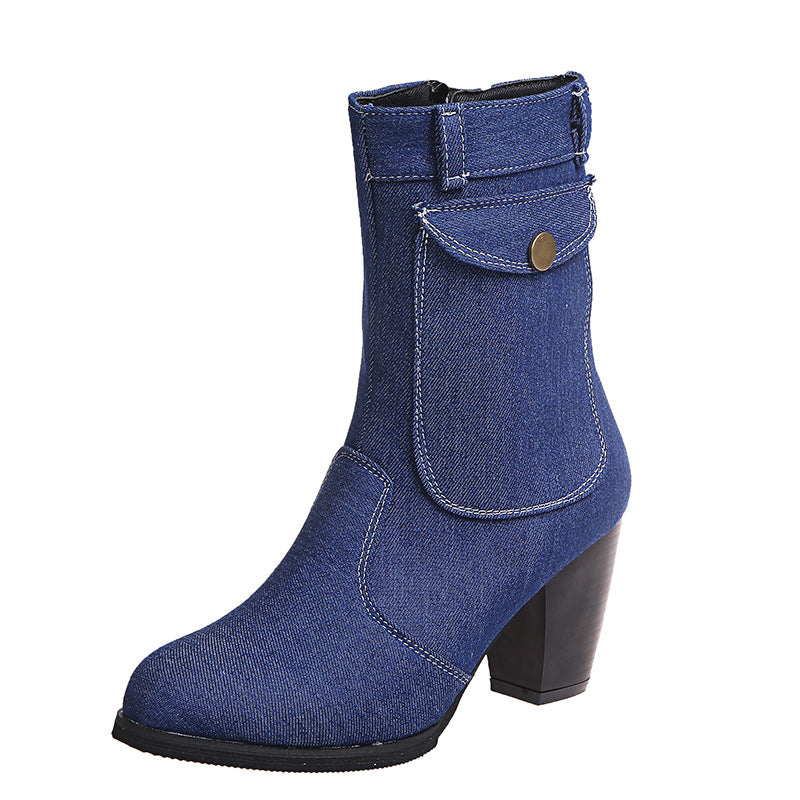 Stylische Damen Mid-Leg Stiefel mit modernem Absatz - 7 - Trendlinie