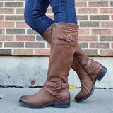 Stylische knielange Stiefel für Damen mit trendigem Schnallen-Design - 1 - Trendlinie