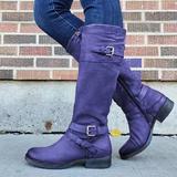 Stylische knielange Stiefel für Damen mit trendigem Schnallen-Design - 3 - Trendlinie