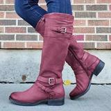 Stylische knielange Stiefel für Damen mit trendigem Schnallen-Design - 6 - Trendlinie