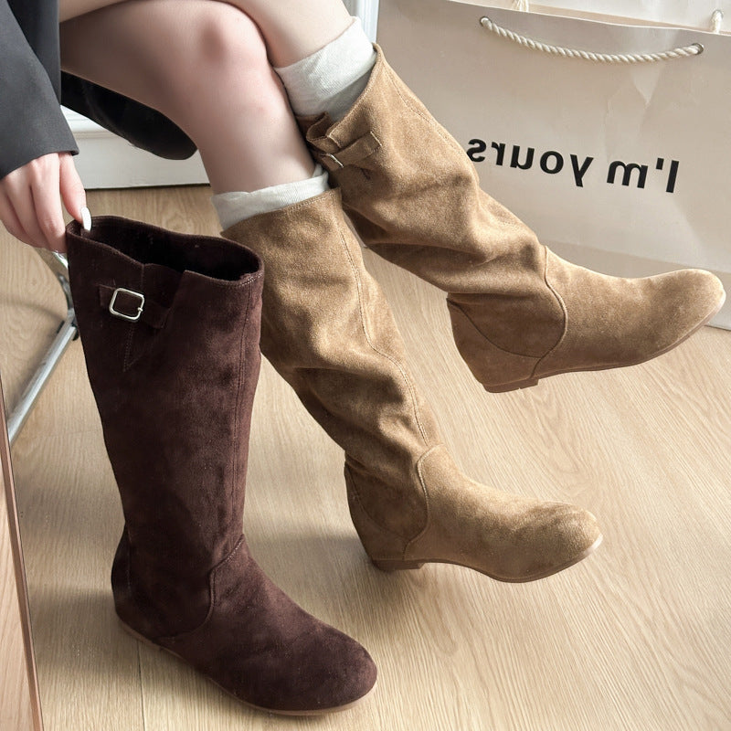 Damen Hohe Stiefeletten mit modischem Schnallenverschluss - 3 - Trendlinie