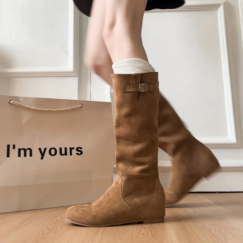 Damen Hohe Stiefeletten mit modischem Schnallenverschluss - 6 - Trendlinie