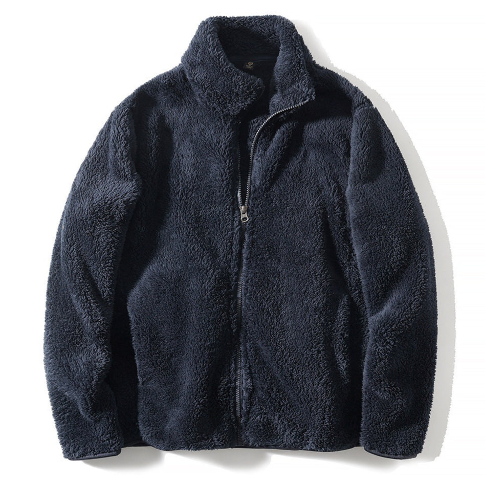 Männliche Fleece Jacke mit hohem Kragen und Reißverschluss - 2 - Trendlinie