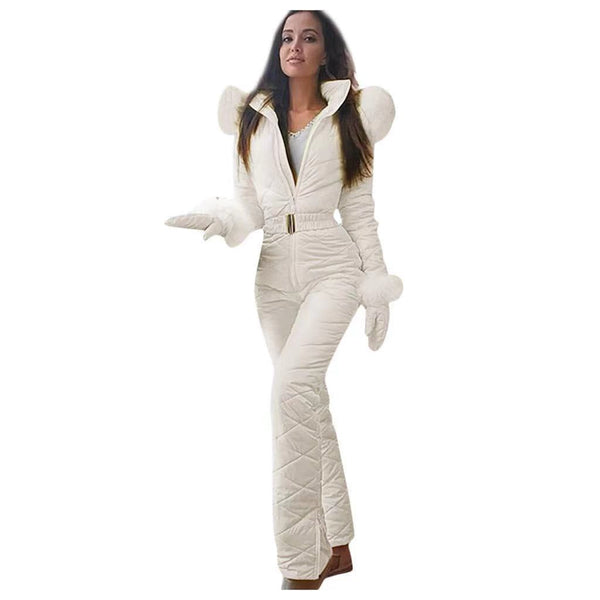 Damen Jumpsuit mit Kunstfellkragen für stilvolle Auftritte - 1 - Trendlinie