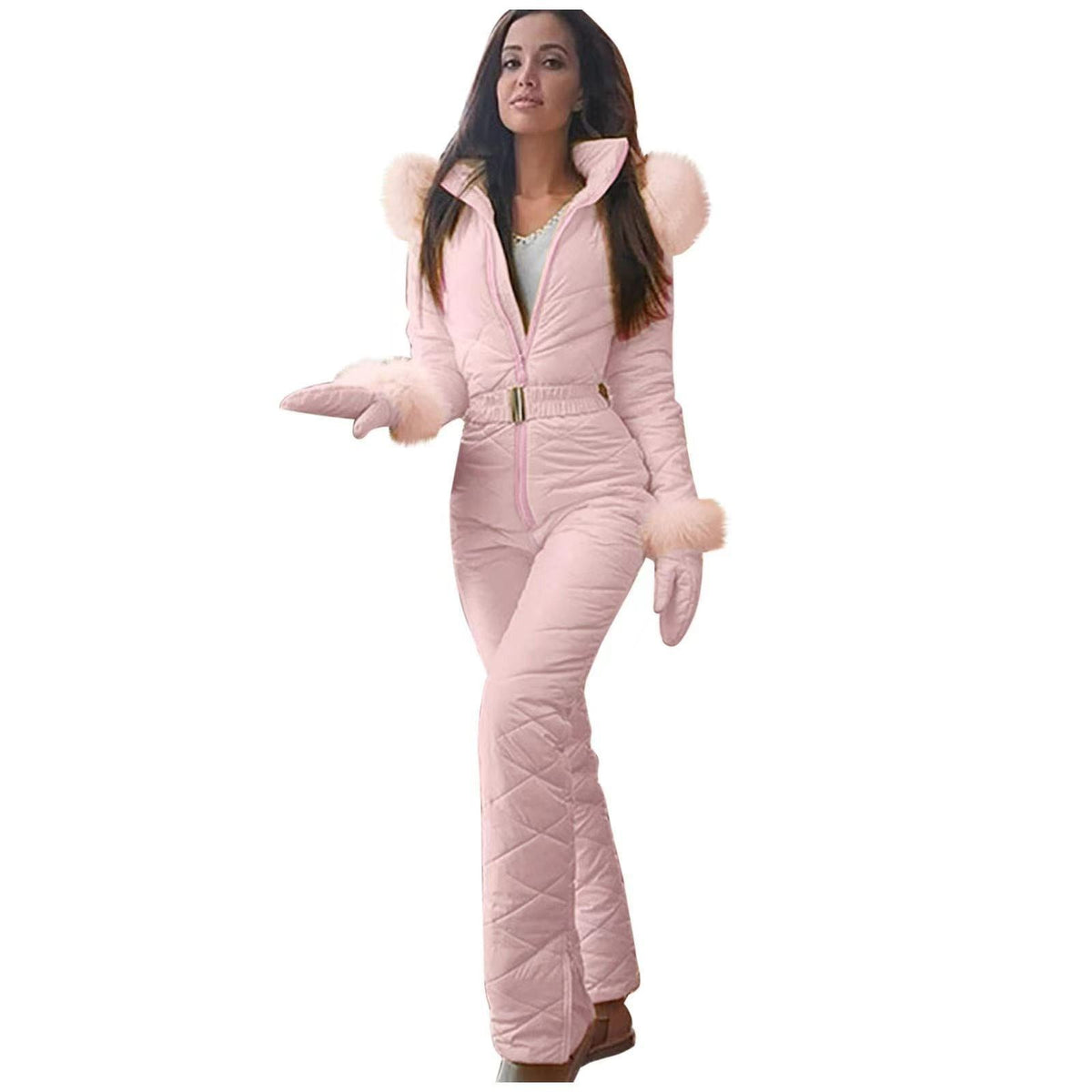Damen Jumpsuit mit Kunstfellkragen für stilvolle Auftritte - 3 - Trendlinie