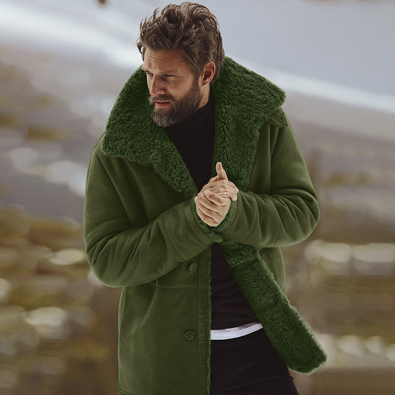 Herren Mittellanger Mantel mit Bequemer Passform und Plüschkragen - 4 - Trendlinie