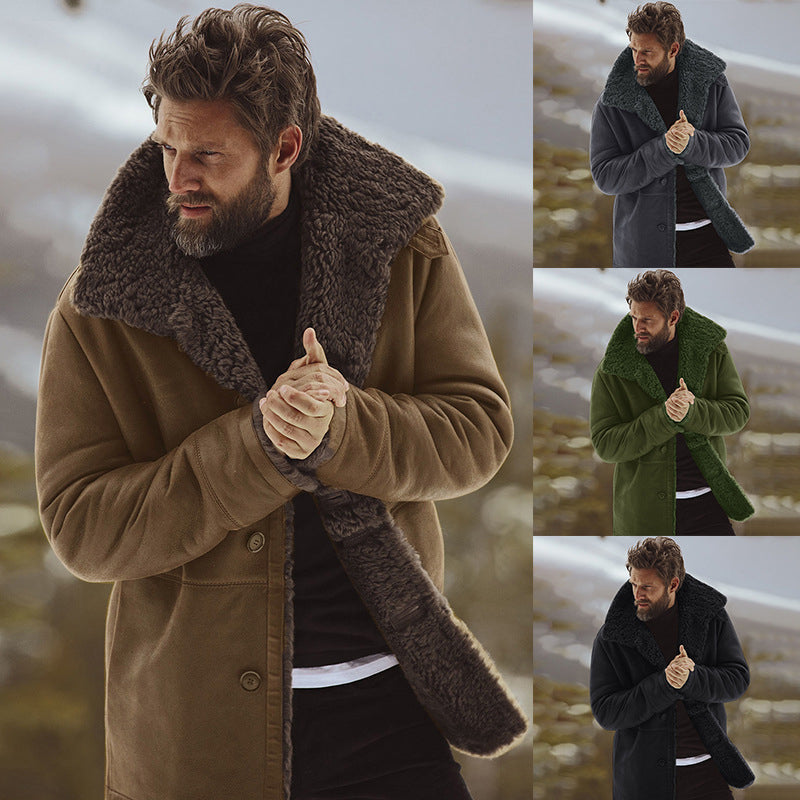 Herren Mittellanger Mantel mit Bequemer Passform und Plüschkragen - 5 - Trendlinie