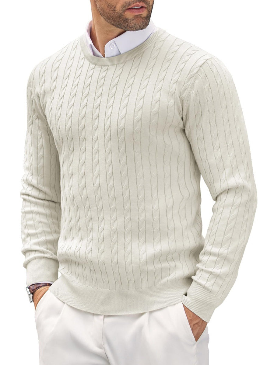 Modischer Herrenpullover Slim Fit mit gedrehtem Zopfmuster - 1 - Trendlinie