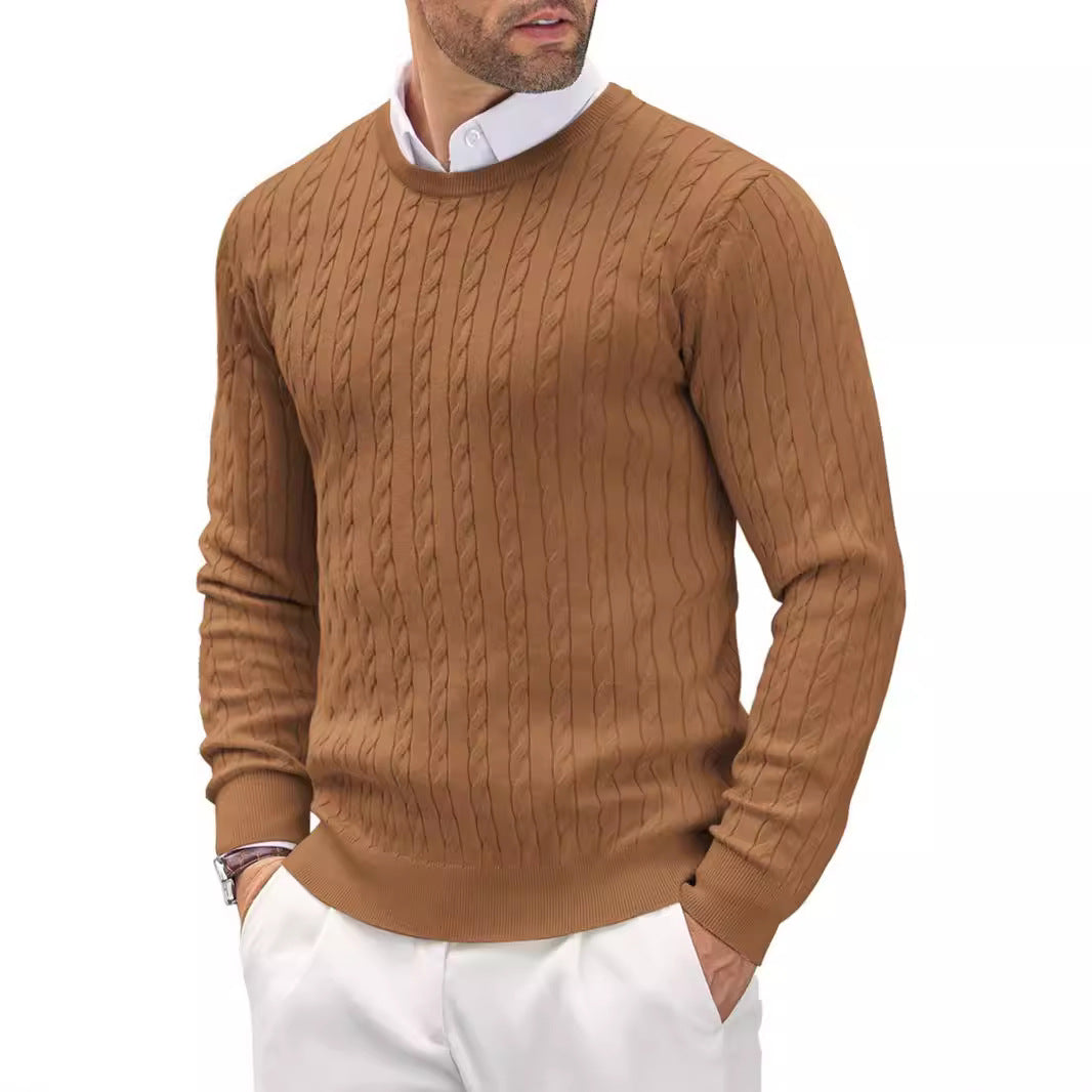 Modischer Herrenpullover Slim Fit mit gedrehtem Zopfmuster - 2 - Trendlinie
